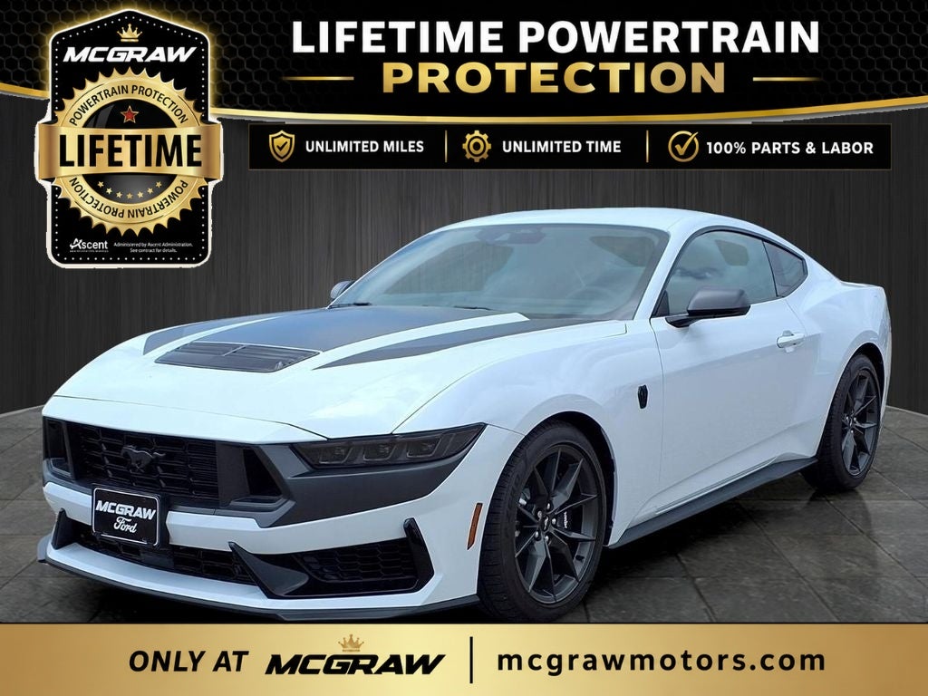 2026 Ford Mustang Dark Horse Premium in Oxford White — front three-quarter view