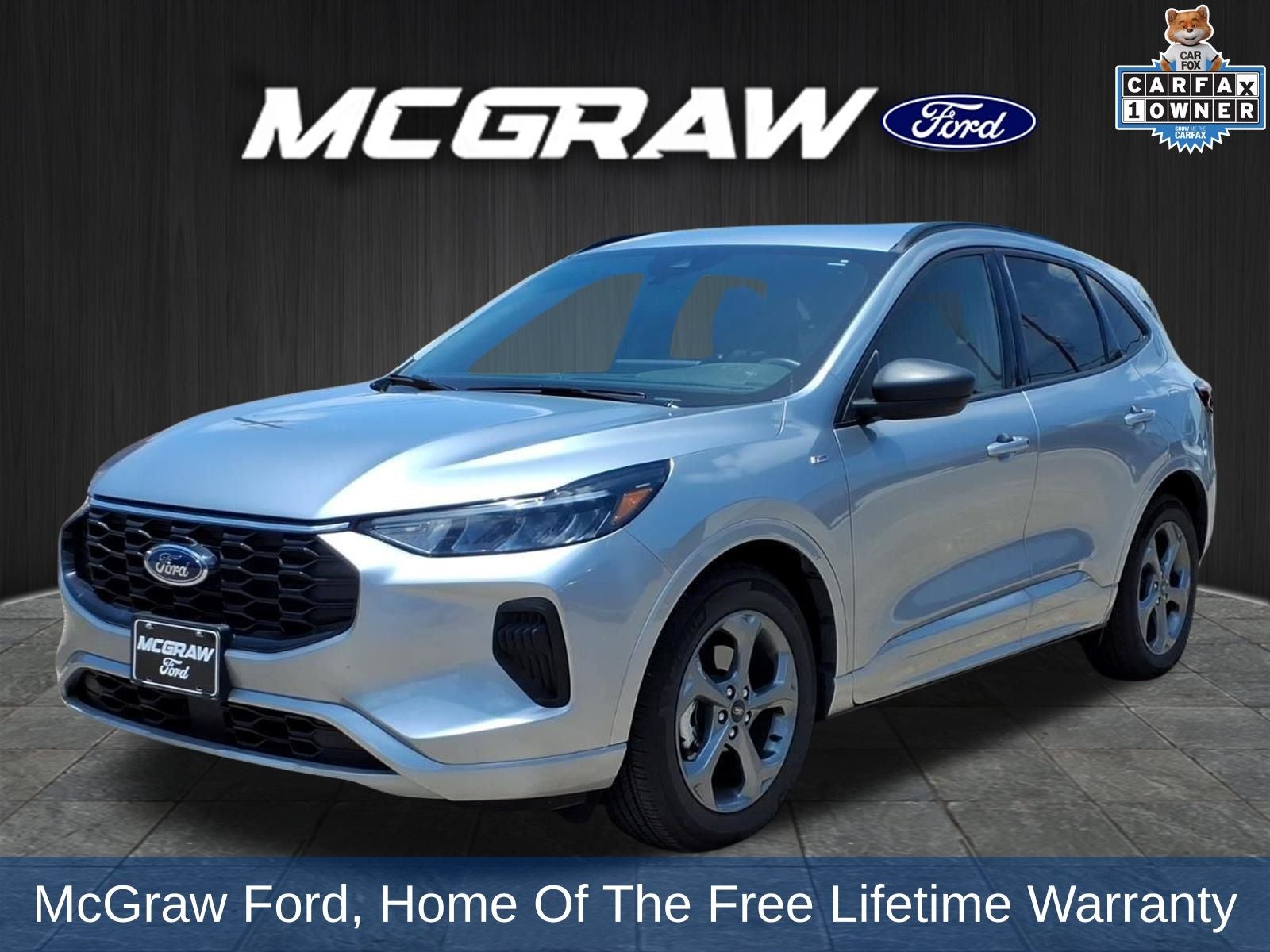 2024 Ford Escape ST-Line in Silver Metallic — front three-quarter view