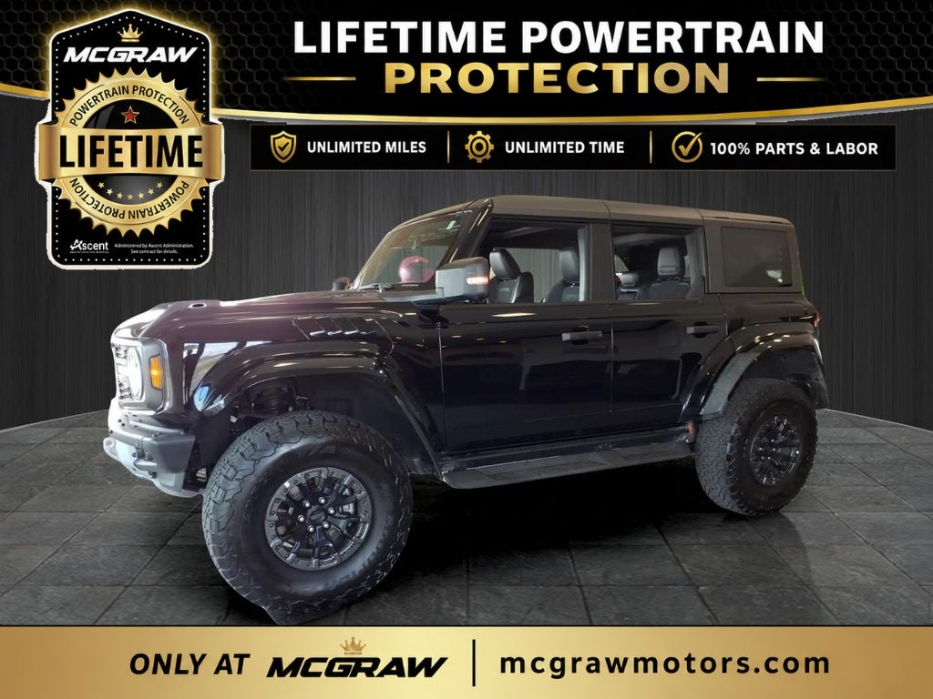 2024 Ford Bronco Raptor in Shadow Black — front three-quarter view