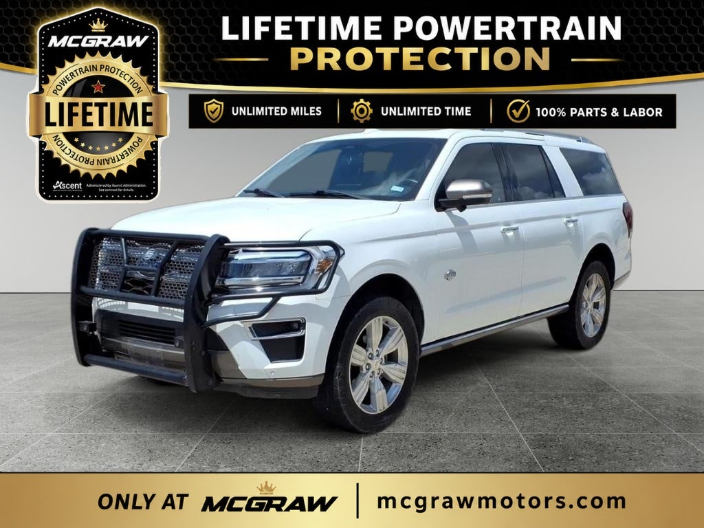 2022 Ford Expedition Max King Ranch in White Metallic — front three-quarter view