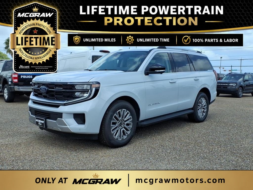 2026 Ford Expedition Platinum in Space Silver Metallic — front three-quarter view