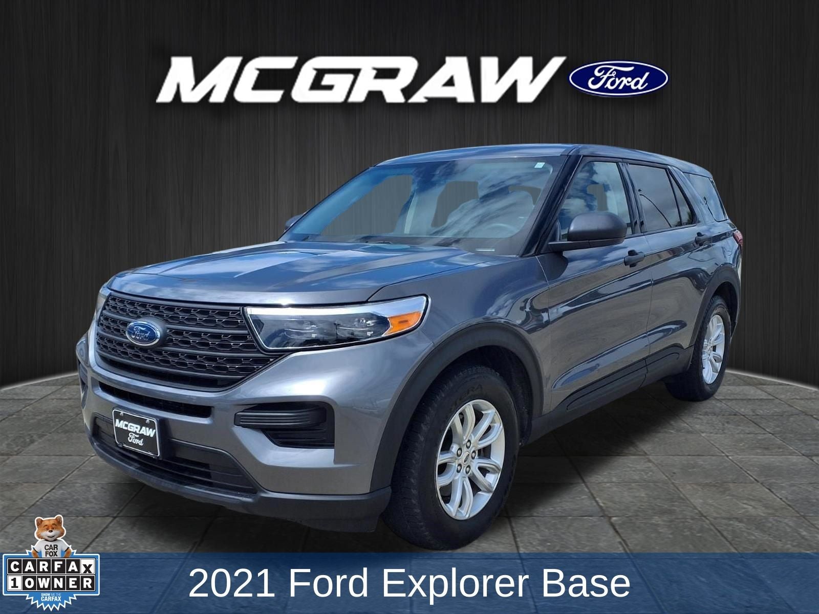 2021 Ford Explorer Base in Gray Metallic — front three-quarter view
