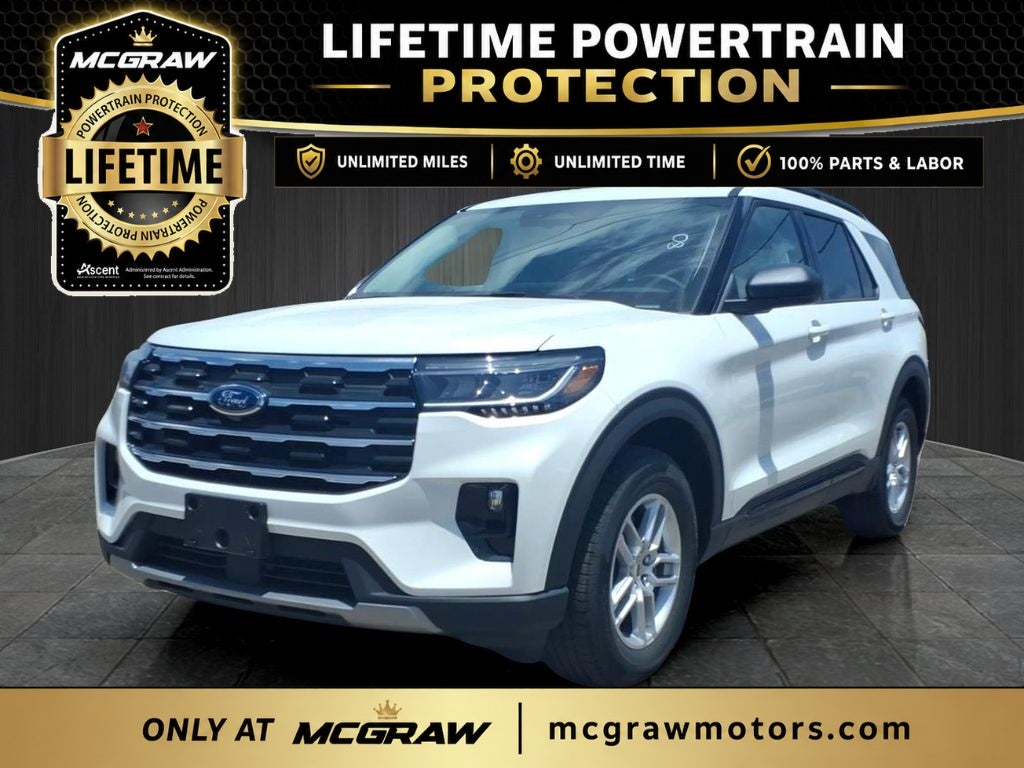 2026 Ford Explorer Active in Star White Metallic Tri-Coat — front three-quarter view