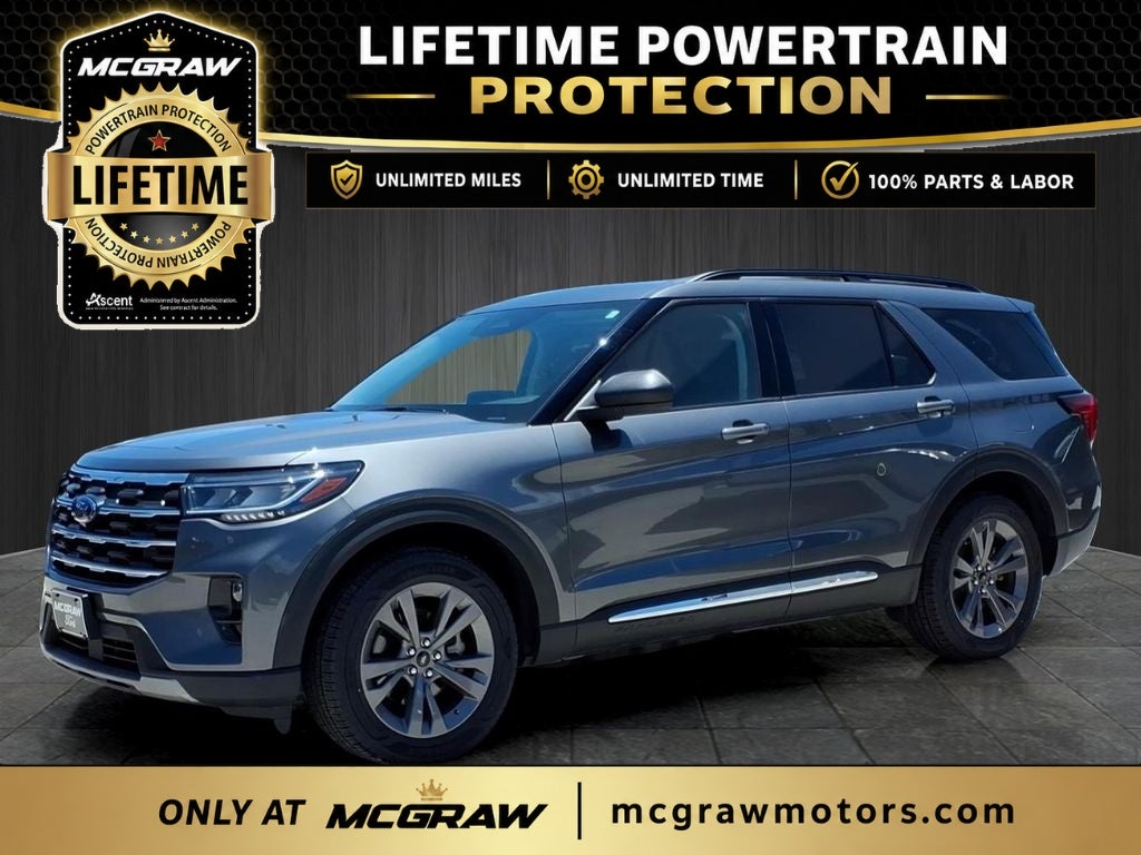 2025 Ford Explorer Active in Gray Metallic — front three-quarter view