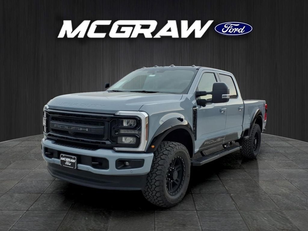 2026 Ford Super Duty F-250 Lariat in Glacier Gray Metallic Tri-Coat — front three-quarter view