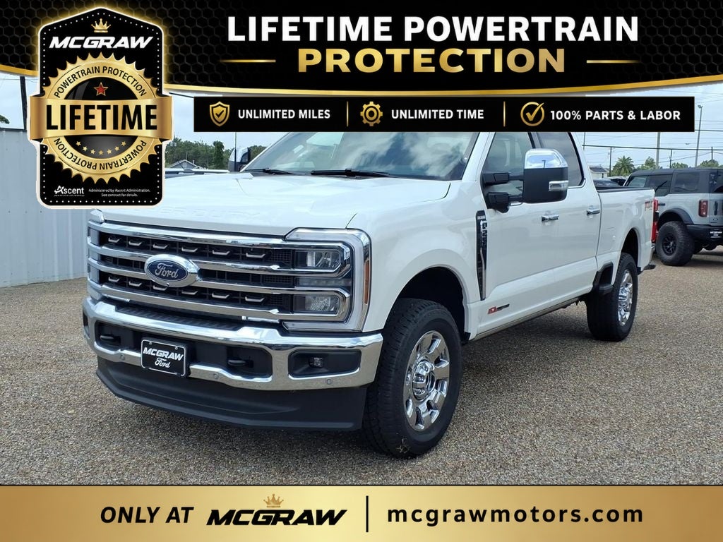 2026 Ford Super Duty F-250 King Ranch in Star White Metallic Tri-Coat — front three-quarter view