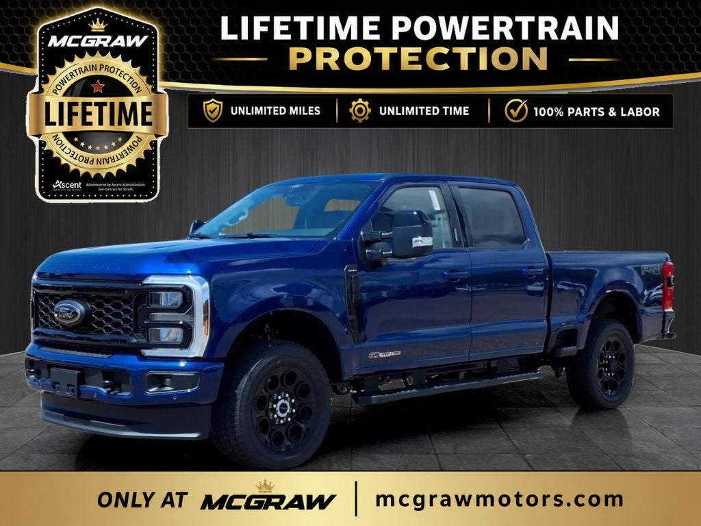 2026 Ford Super Duty F-250 Lariat in Argon Blue Metallic — front three-quarter view