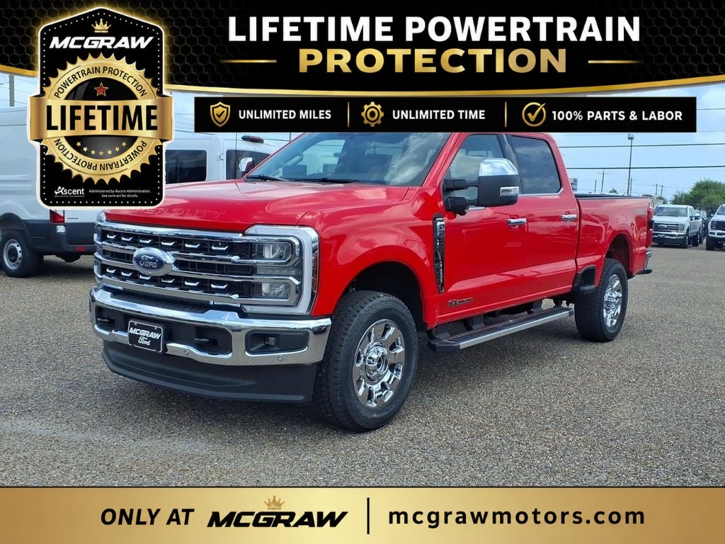 2026 Ford Super Duty F-250 Lariat in Race Red — front three-quarter view