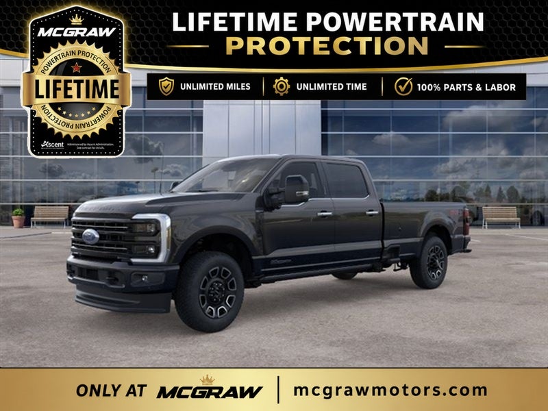 2026 Ford Super Duty F-250 Platinum in Agate Black Metallic — front three-quarter view