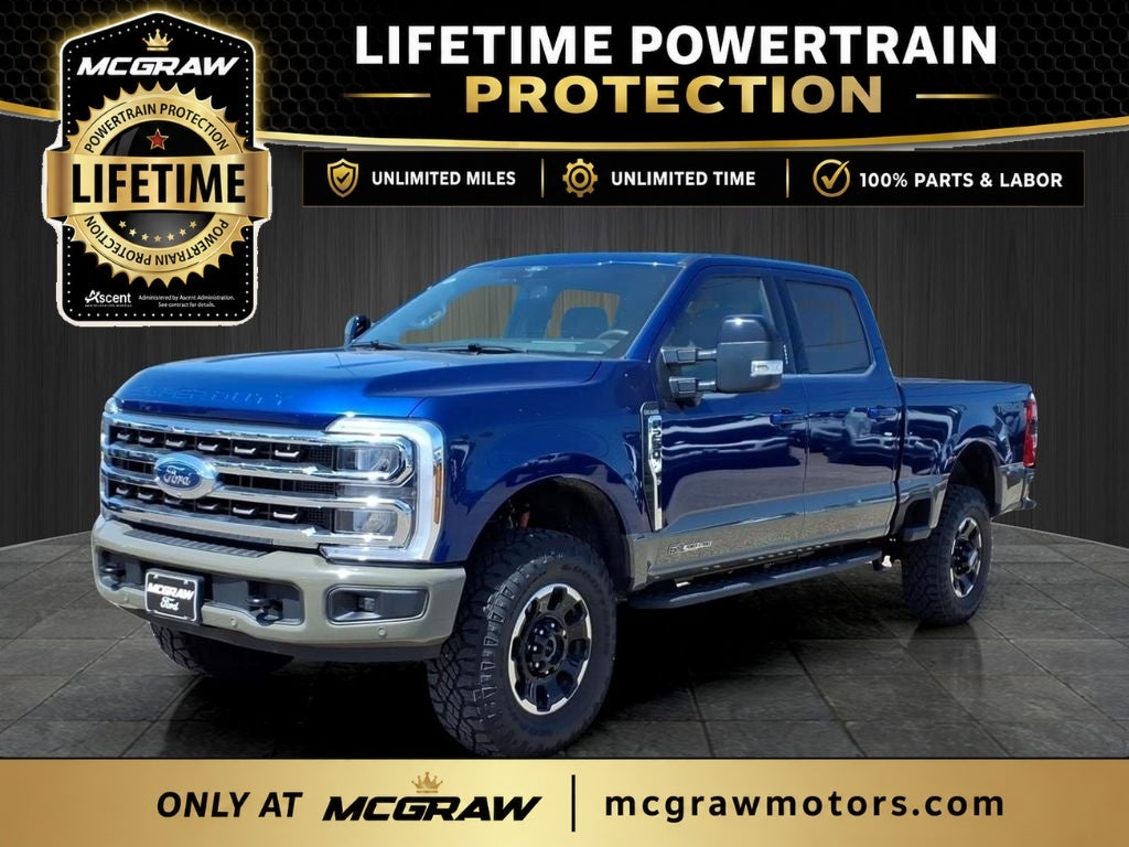 2026 Ford Super Duty F-250 King Ranch in Argon Blue Metallic — front three-quarter view