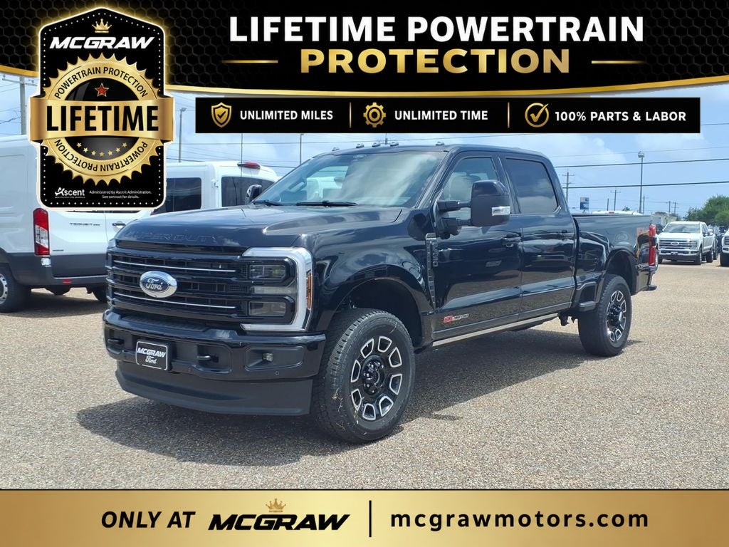2026 Ford Super Duty F-350 Platinum in Agate Black Metallic — front three-quarter view