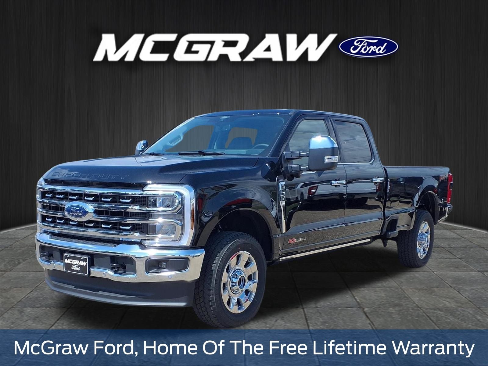 2026 Ford Super Duty F-350 Lariat in Agate Black Metallic — front three-quarter view