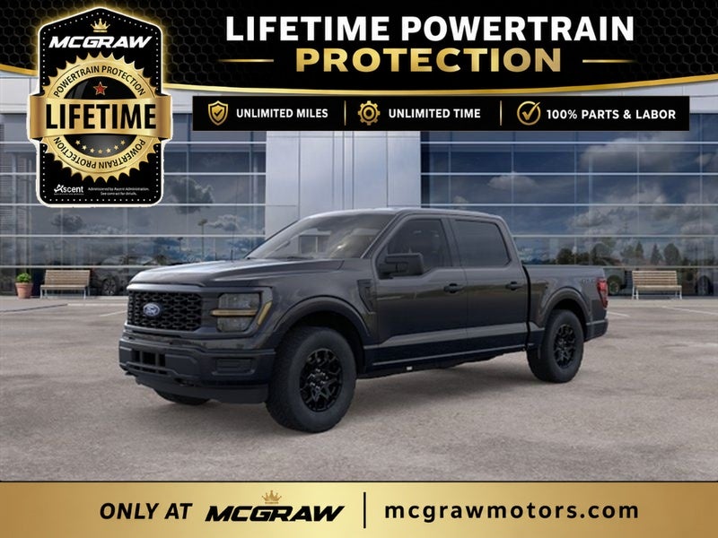 2026 Ford F-150 STX in Agate Black Metallic — front three-quarter view
