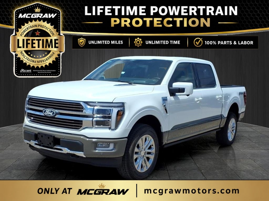 2026 Ford F-150 King Ranch in Star White Metallic Tri-Coat — front three-quarter view