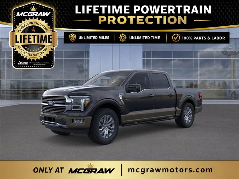 2026 Ford F-150 King Ranch in Agate Black Metallic — front three-quarter view