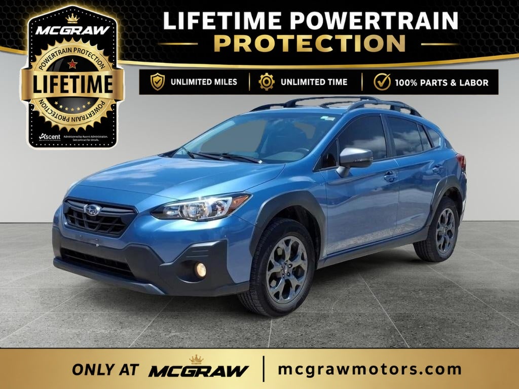 2021 Subaru Crosstrek Sport in Horizon Blue — front three-quarter view