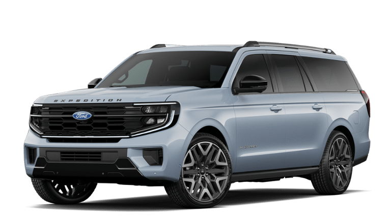 2027 Ford Expedition MAX Platinum in Glacier Gray Metallic Tri-Coat — front three-quarter view