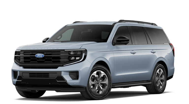 2027 Ford Expedition Active in Glacier Gray Metallic Tri-Coat — front three-quarter view
