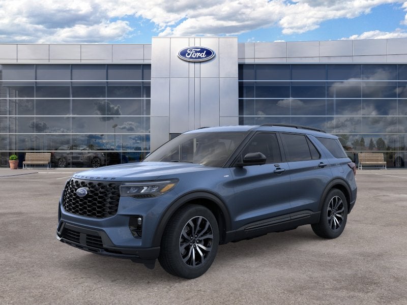 2026 Ford Explorer ST-Line in Vapor Blue Metallic — front three-quarter view